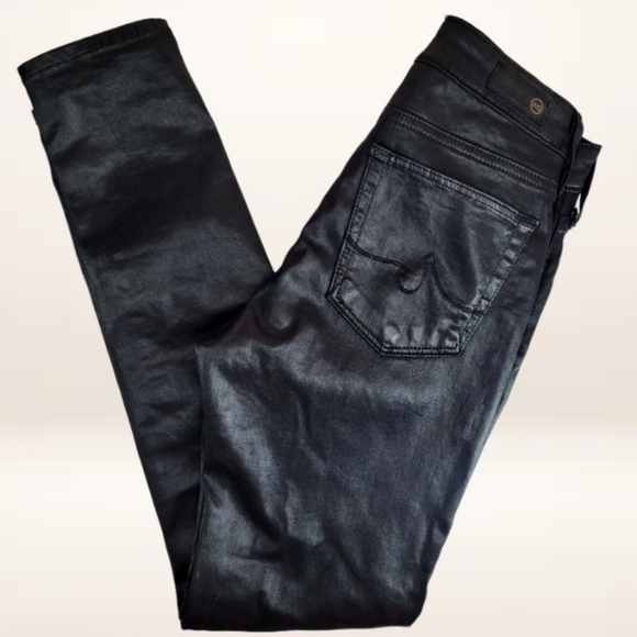 AG faux Leatherette Modal Farrah skinny ankle Black moto  27R pants - Picture 5 of 9